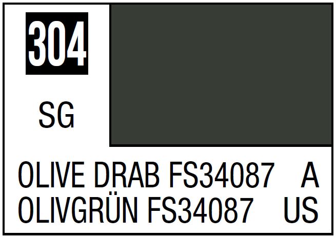 Mr Hobby Mr. Color 304 - Olive Drab FS34087 (Semi-Gloss/Aircraft) - 10ml | 4973028717327