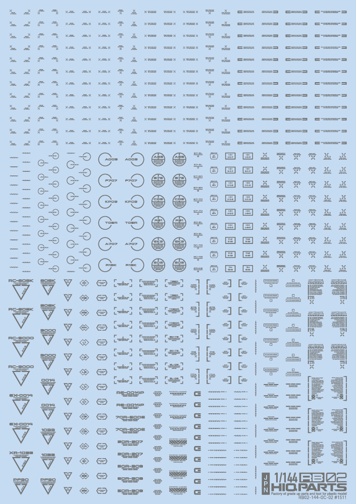 HiQ Parts 1/144 RB02 Caution Decal One Color Gray (1pc) | 4573211371017
