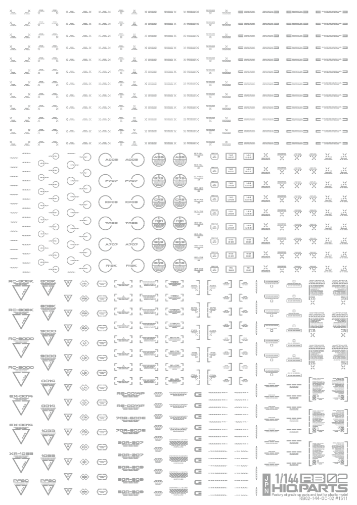 HiQ Parts 1/144 RB02 Caution Decal One Color Light Gray (1pc) | 4573211371024