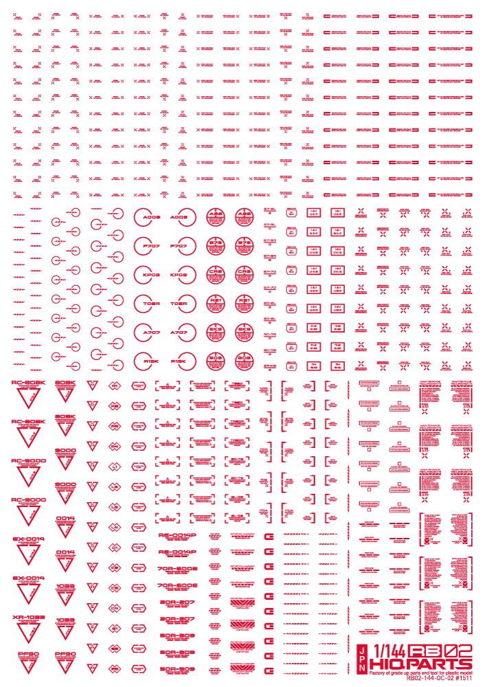 HiQ Parts 1/144 RB02 Caution Decal One Color Red (1pc) | 4573211371031
