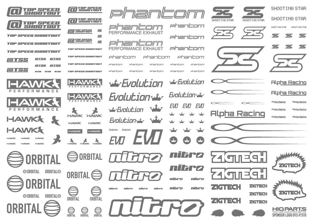HiQ Parts Sponsor Logo Decal 02S Gray (1pc) | 4582370708824