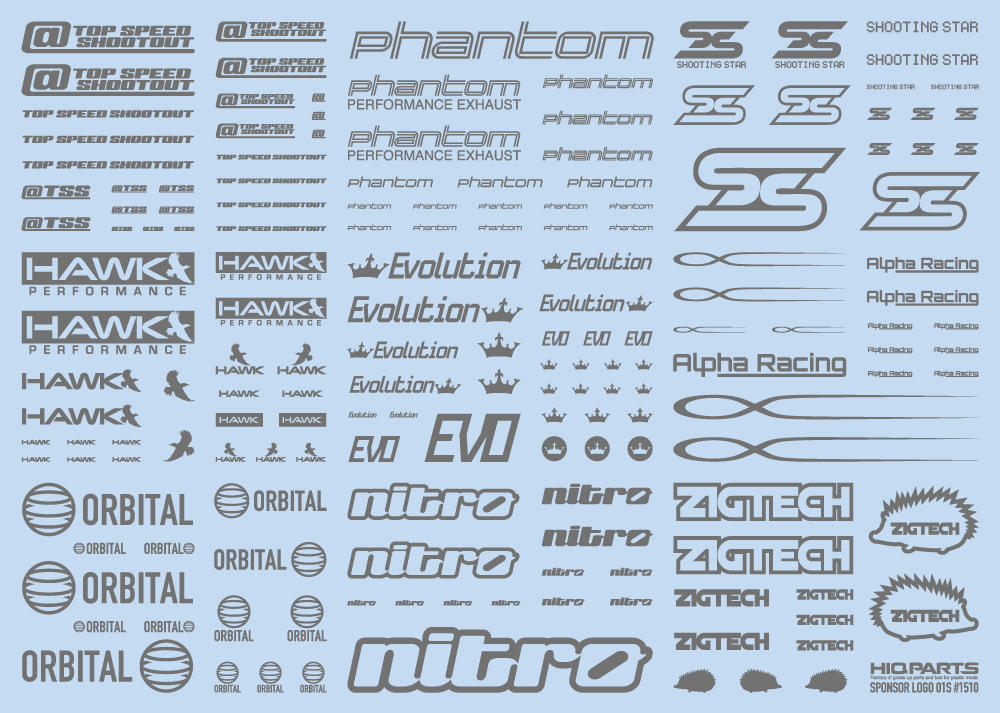 HiQ Parts Sponsor Logo Decal 02S Gray (1pc) | 4582370708824