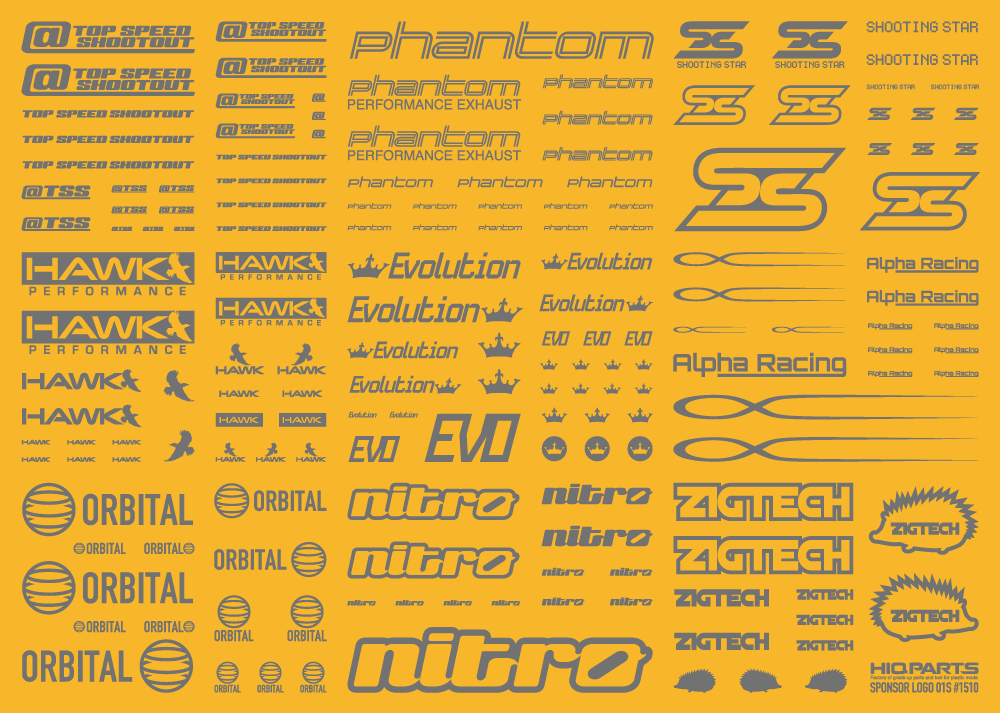 HiQ Parts Sponsor Logo Decal 02S Gray (1pc) | 4582370708824