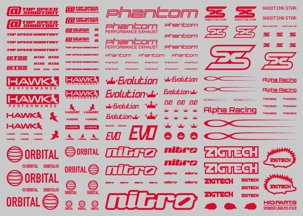 HiQ Parts Sponsor Logo Decal 02S Red (1pc) | 4582370708817