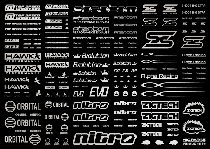 HiQ Parts Sponsor Logo Decal 02S Silver (1pc) | 4582370708800